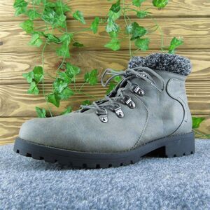 Cliffs by White Mountain Peyton Women Ankle Boots Boots Gray Fabric Lace Up Sz 8